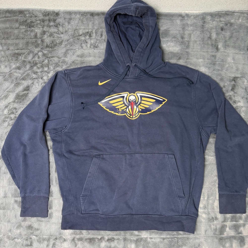 Nike NBA New Orleans Pelicans Hoodie Mens Large Navy Blue Pullover Sweatshirt